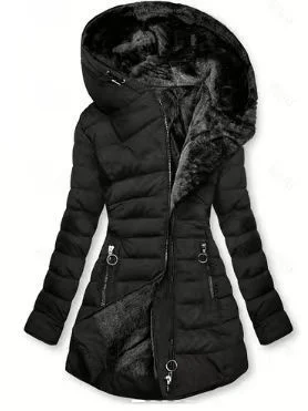 

Faionable Slim Fit Autumn Winter Coat for Women with Waist-Cinching Design And Hood Mid-Length Cotton Padded Jaet