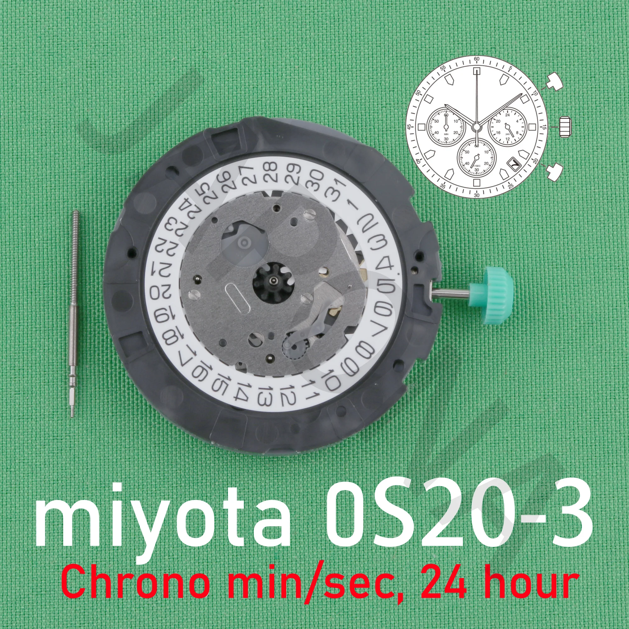 0s20 movement miyota 0S20-3 movement Chronograph movement japan movenment Can incorporate tachymeter function  miyota OS20 OS2O