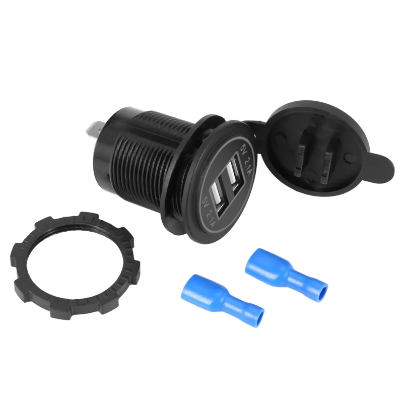 【تصميم أنيق】8X 5V 4.2A Dual 2USB شاحن محول مأخذ التوصيل مخرج طاقة لدراجة نارية السيارة 12V 24V (أزرق)