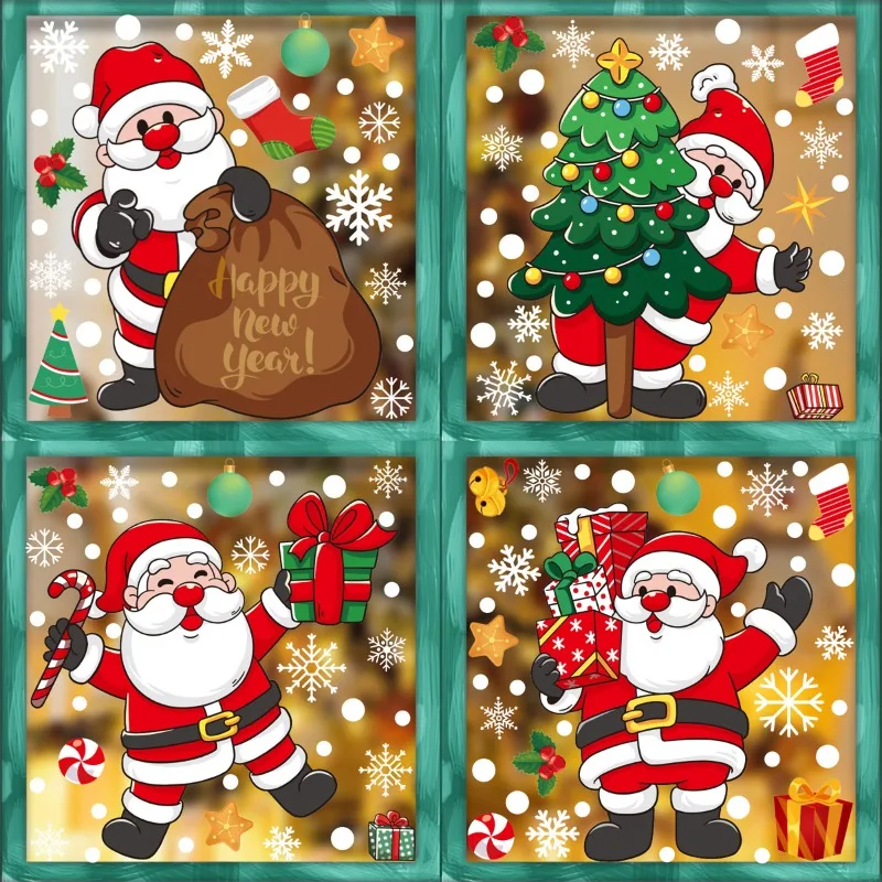 

Christmas Window Sticker Xmas Glass Door Sticker Window Clings for Holiday Party Decorations Ornaments Party Supplies