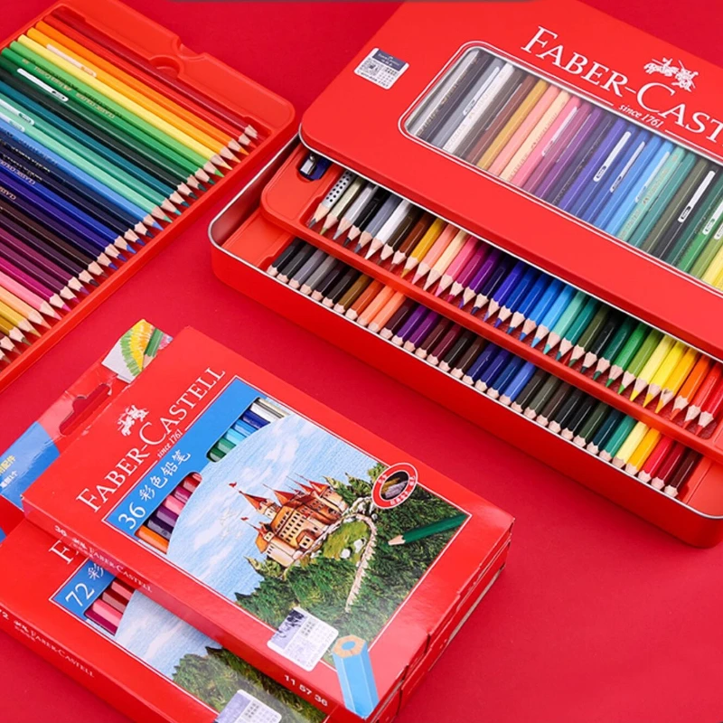 FABER CASTELL Juego de lápices para colorear al óleo 36/48/50/72/100 colores serie Castle lápiz de Color borrable para estudiantes principiantes
