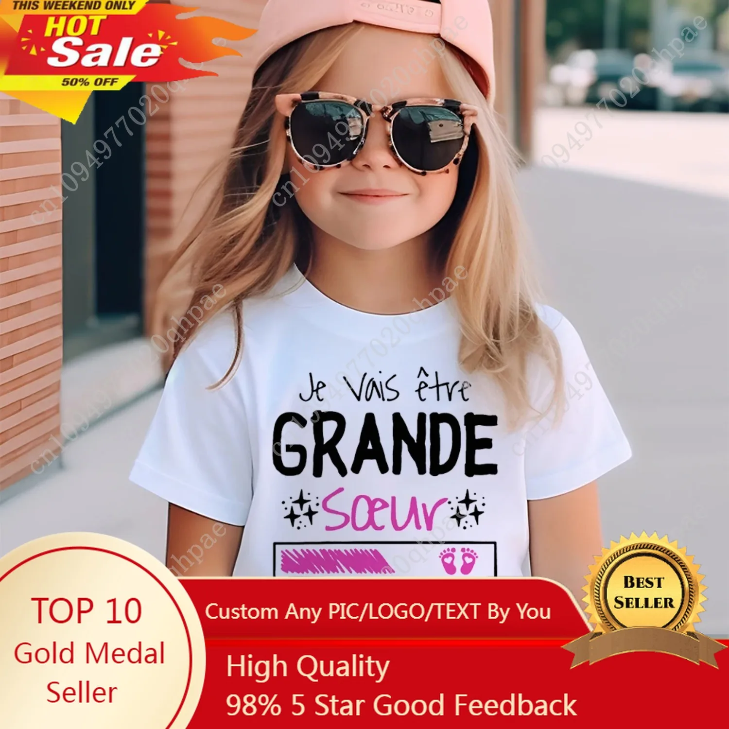 

I Will Become A Sister French Printed Shirt Pregnant Announcement Girls T-shirt Sister Clothe Tops Kids Summer Short Sleeve Tee