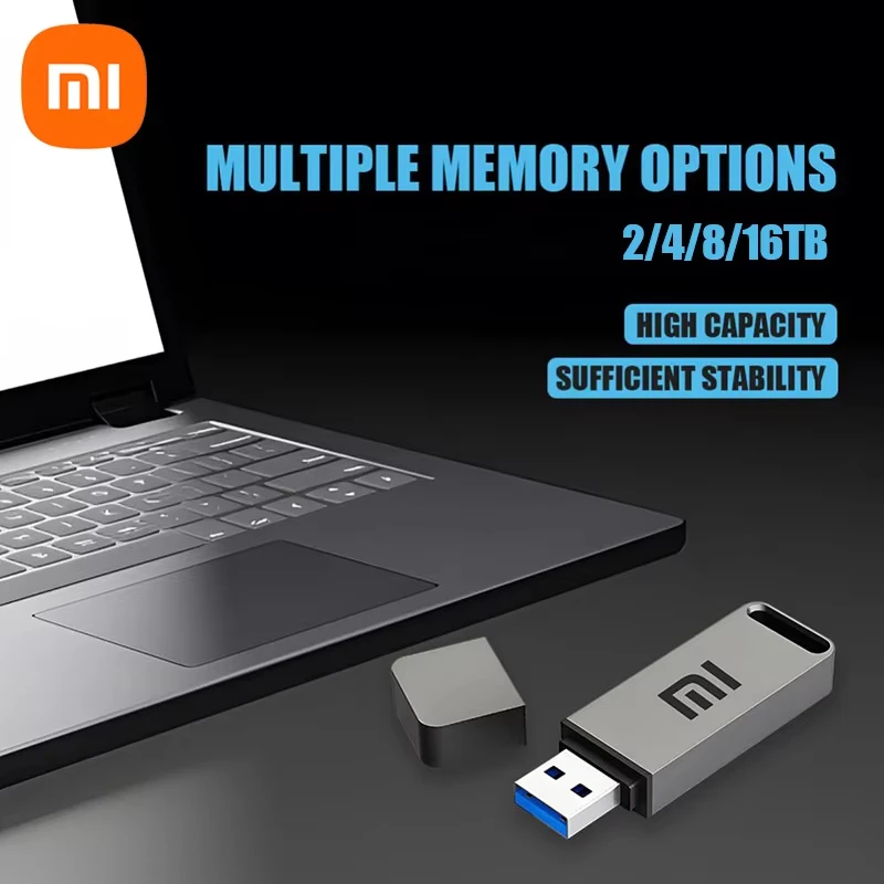 محرك فلاش Xiaomi 16 تيرا بايت USB 3.2 عالي السرعة نقل معدني من النوع C U Flash SSD محرك فلاش صغير محمول ذاكرة مقاومة للماء محرك U