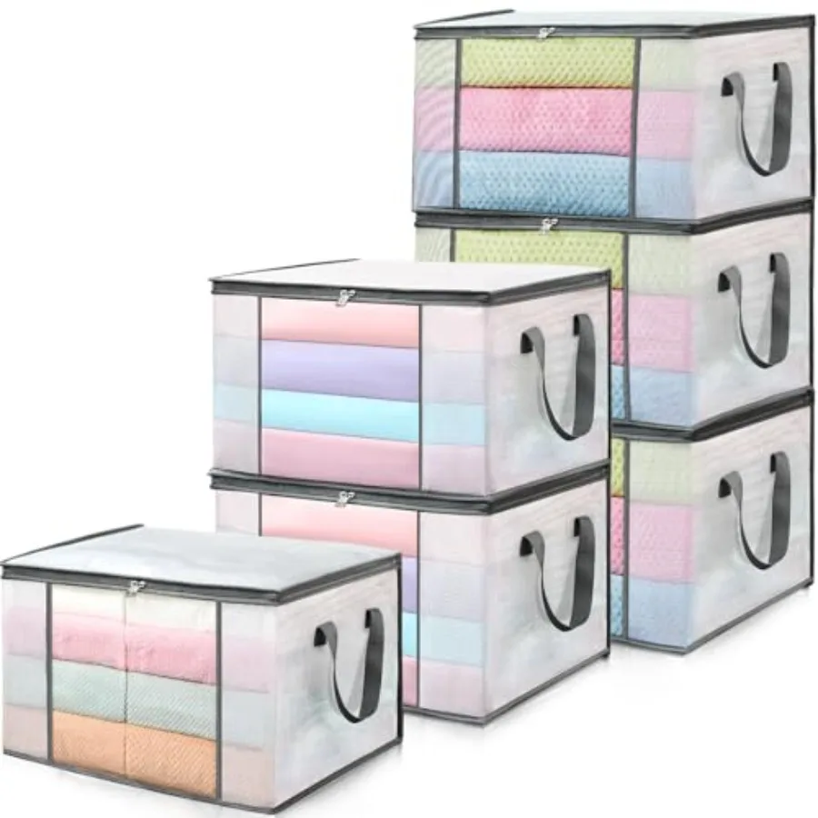 

Набор из 6 складных пластиковых контейнеров для хранения одежды, одеял и постельного белья, органайзер для шкафа в спальню
