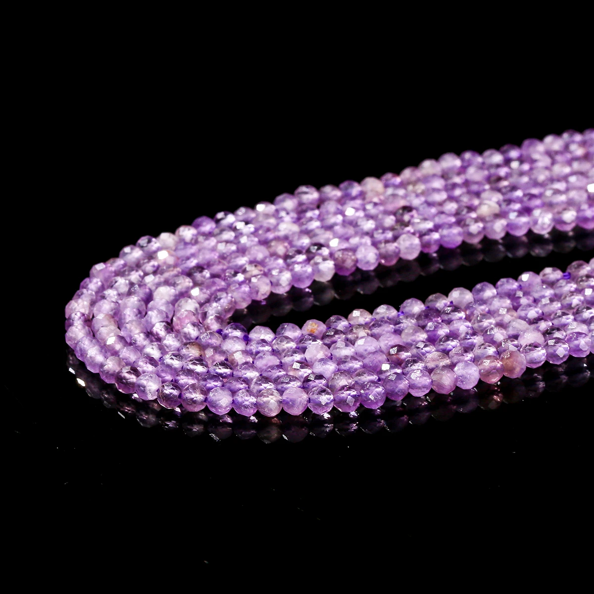 2 3 4 مللي متر الأوجه 3A الجمشت الطبيعي حبة صغيرة مستديرة فضفاض خرزة مباعدة لصنع المجوهرات عقد دي اي واي سوار الإكسسوار 15 " #3