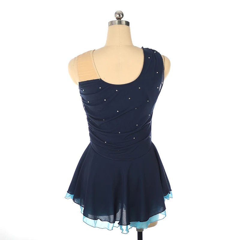 Figure Skating Performance Dress, Children's Adult Girls' Competition Grade Exam Skirt, Sleeveless view 4