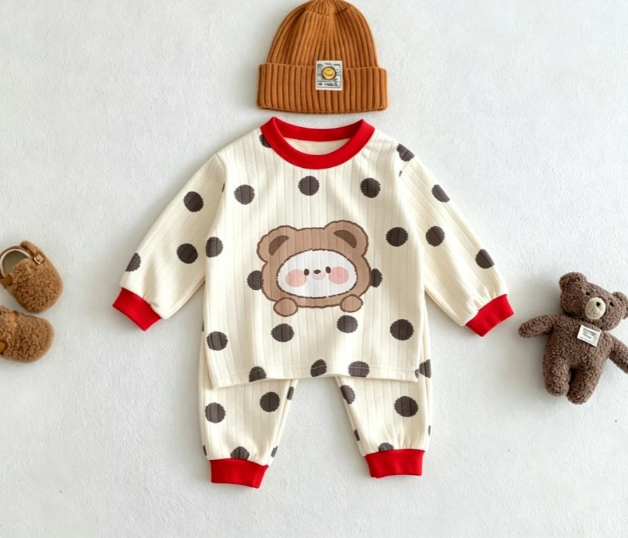 Baby Boys Girls Casual Loungewear Outfit Kid Adorable All over Cartoon Print Long Sleeve Top And Jogger Pant Suits Children Sets