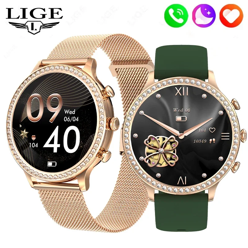 

Fashion Luxury Smart Watch Women Bluetooth Call Blood Pressure DIY Custom Sports Fitness Waterproof Smart Watches For Women Gift