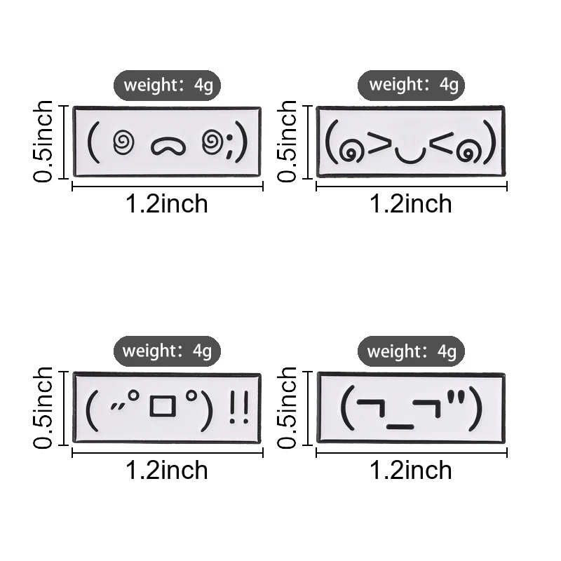 Kaomoji Enamel Pins Emoticon Text Faces Brooches Mood Expression Badges Minimal Anime Jewelry Gift for Friends
