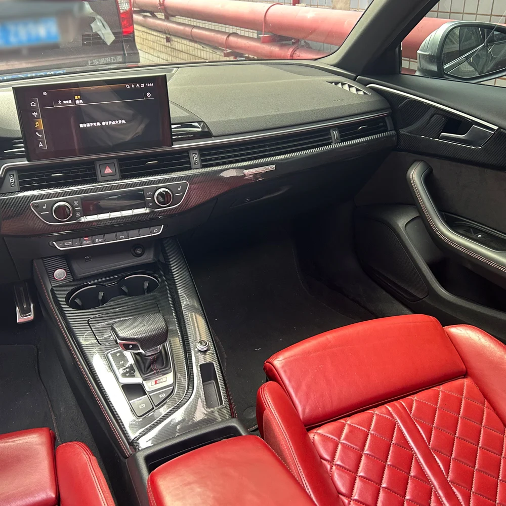 For Audi A4 S4 A5 B9 2017-2024 Interior Central Control Panel Door Handle Stickers Decals Car Styling Accessorie