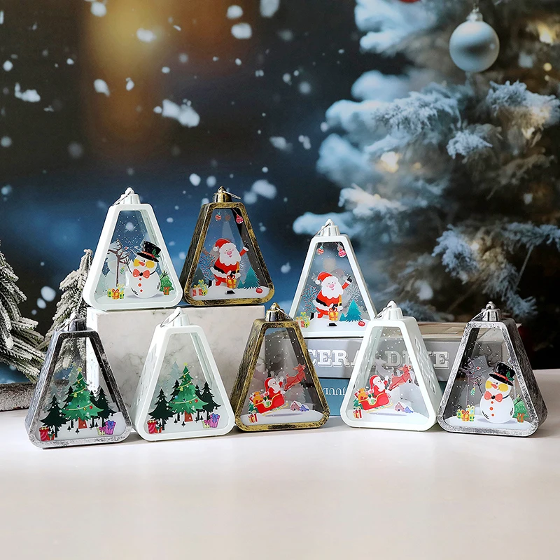 Lâmpada de vento retrô de Natal e castiçais LED - Lanterna de globo de neve Presentes iluminados de Papai Noel |   Ornamento iluminado de Natal de inverno