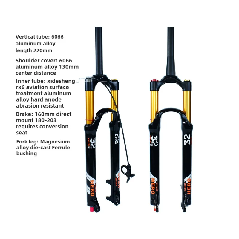 

32mm Stanchion MTB Suspension Forks Mountain Bike Air Forks 26/27.529 Inch 100-140mm Travel Magnesium Alloy Rebound Damping Fork