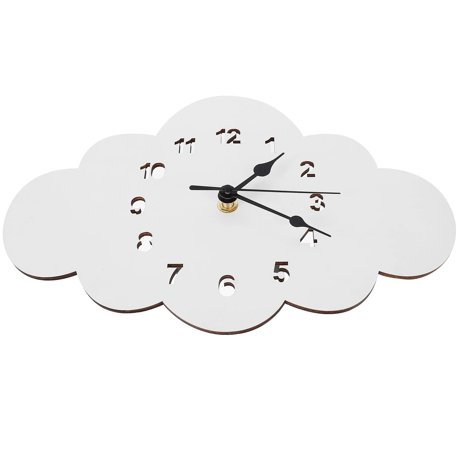 

Cartoon Cloud Wall Clock White Wood Silent No Ticking Noise Decorative Bedroom Living Room Kids Nordic Style
