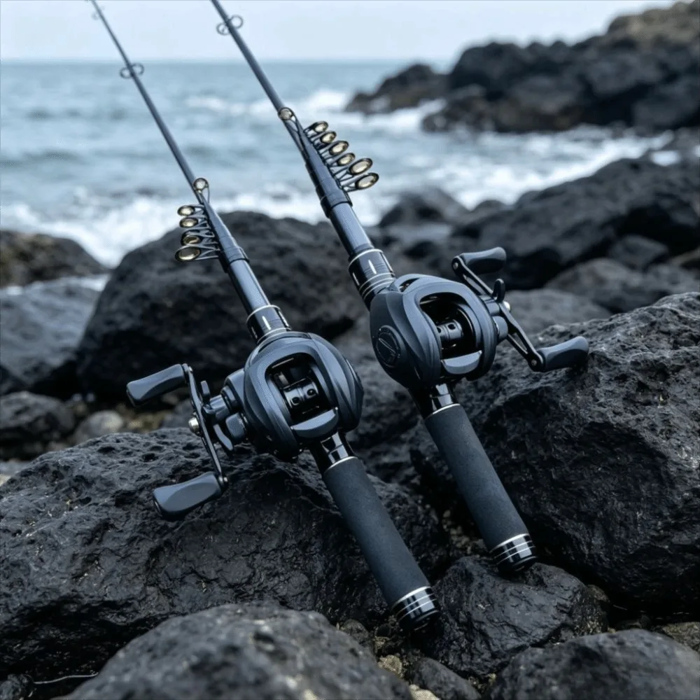 Ultralight Telescopic Fishing Rod 1.5-2.4M Mini Travel Fishing Pole Carbon Long Casting Baitcasting Reel Combo Carp Fishing