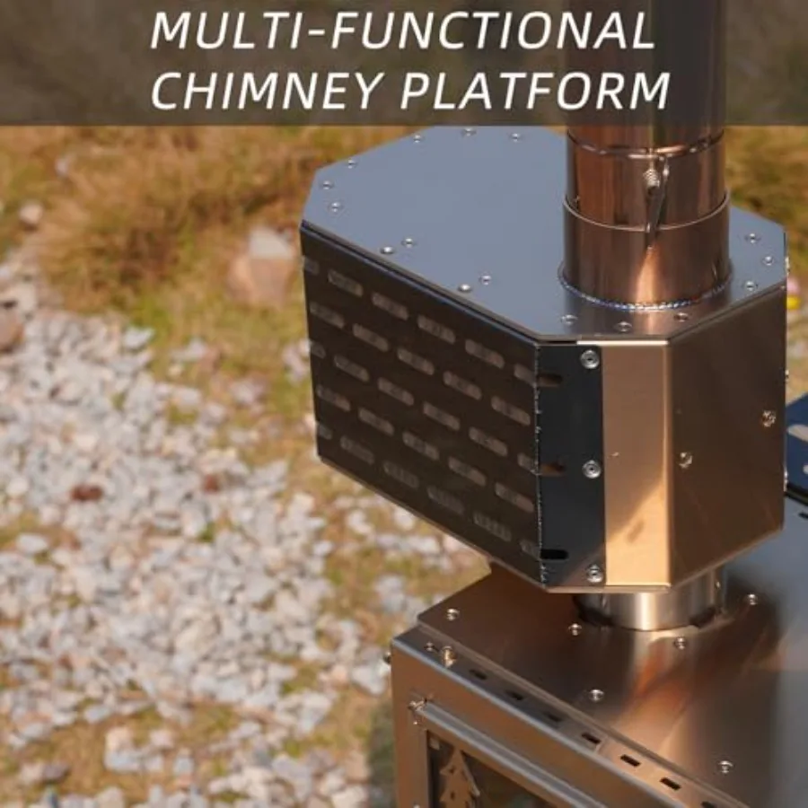 رحلة برية في الهواء الطلق موقد حرق الأخشاب فرن المحمولة مع أنبوب مدخنة للطبخ التخييم خيمة التنزه الصيد الظهر Ide #4