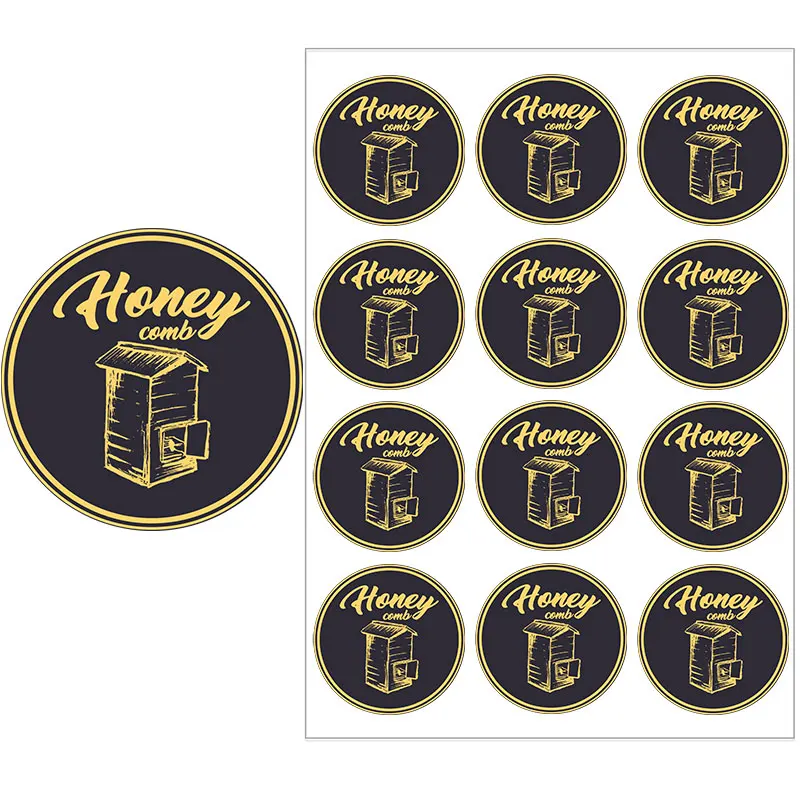 3.5cm/4.5cm Cartoon Honey Bee Self-Adhesive Sticker Cute Fresh Natural Honey Bee Jar Seal Label Small Business Tag for Marketing