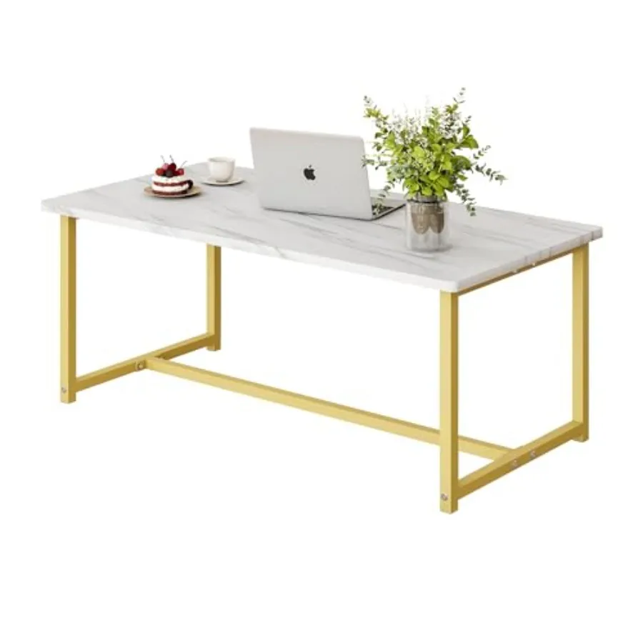 

35.4" Rectangular Coffee Table, Modern Industrial Style Coffee Table Center Table with Metal Frame for Small Space Living Room,