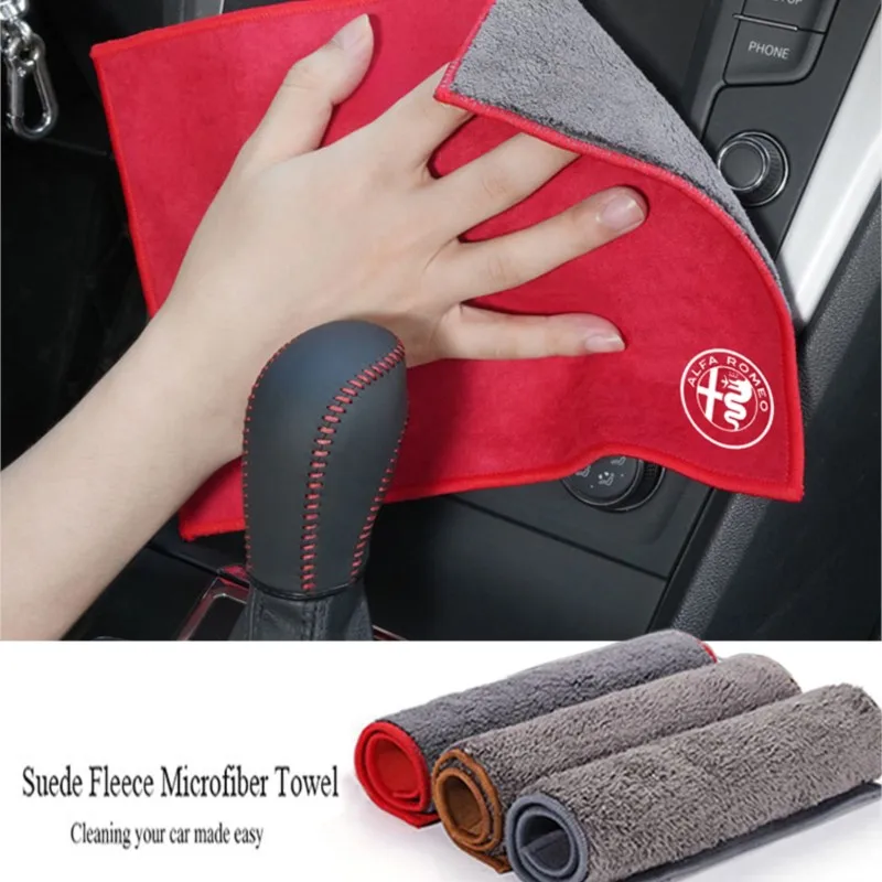 Suede Car Wash Towel Microfiber Cleaning Rag Cloth For Alfa Romeo Giulietta GT 159 147 156 Mito Brera Giulia F1 Stelvio Volante