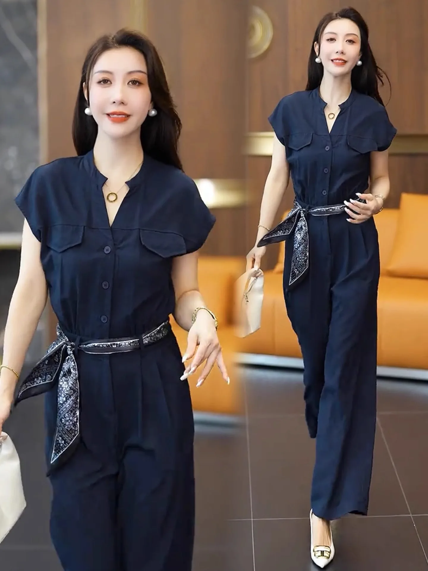 

Повседневный цельный костюм, женский летний новый утягивающий комбинезон с v-образным вырезом Ele, абсолютно красивый модный комбинезон