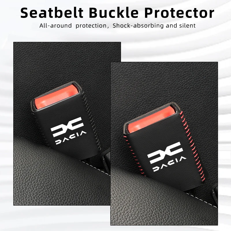 Leather Car Seat Belt Clip Protector Seatbelt Buckle Plug Cover For Dacia Duster Logan Sandero Lodgy Dokker Sandero Stepway 2024