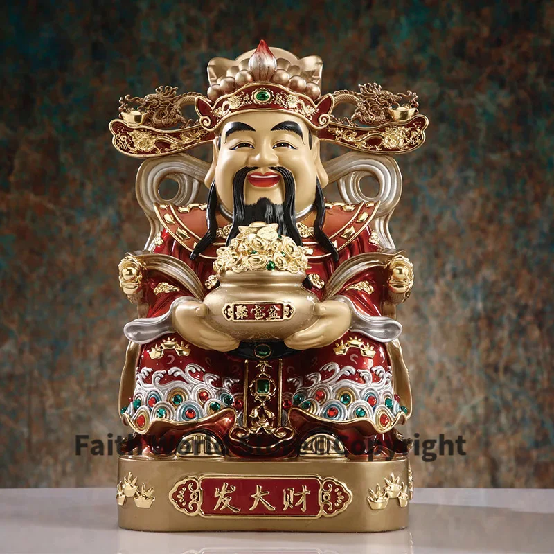 

2024 HOME company Business career prosperous good luck High grade God of Wealth CAI SHEN YE Buddha God copper color statue