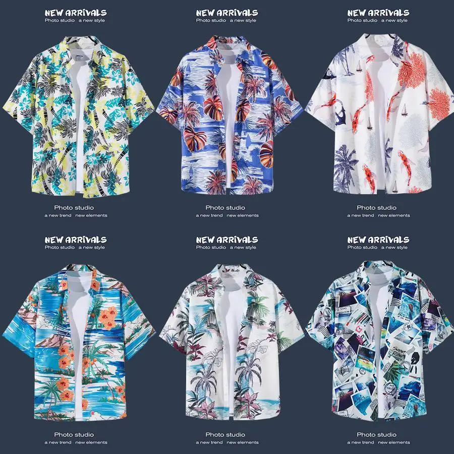 

Men's And Women's Thin Summer Beach ort Sve irt Loose Fit Floral Print Casual irt for Beach Scene