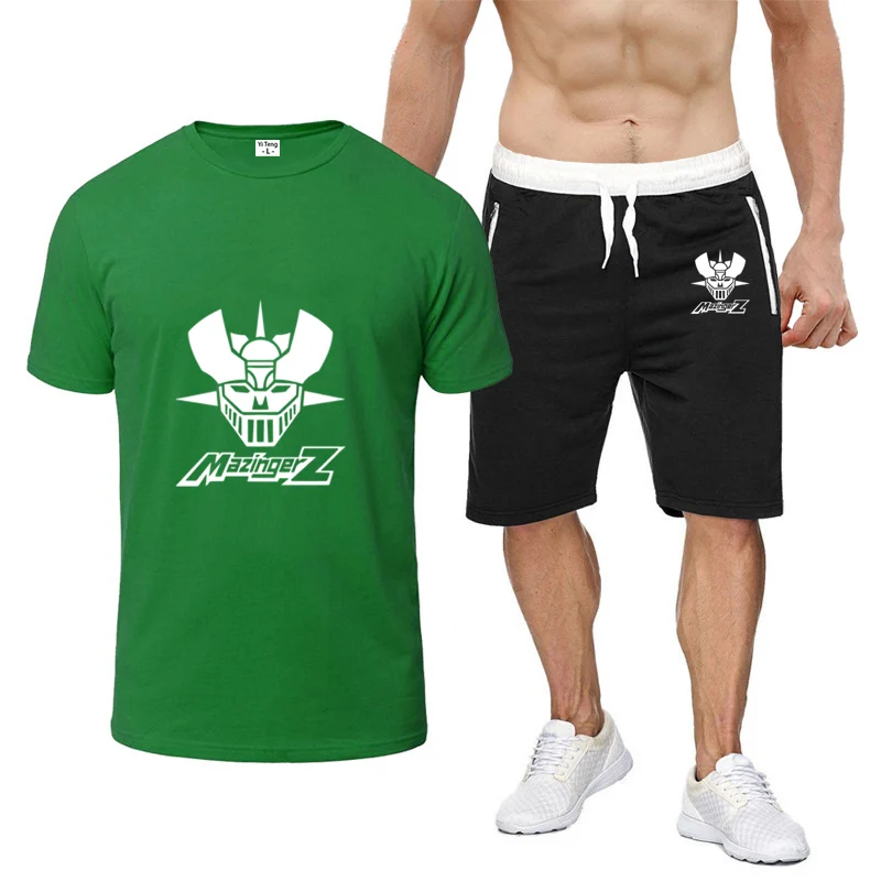 

Mazinger Z Anime 2025 Summer T-shirt+ Sports Pants Streetwear Thin Suit Men's New Nine-color Short-sleeved Breathable Set