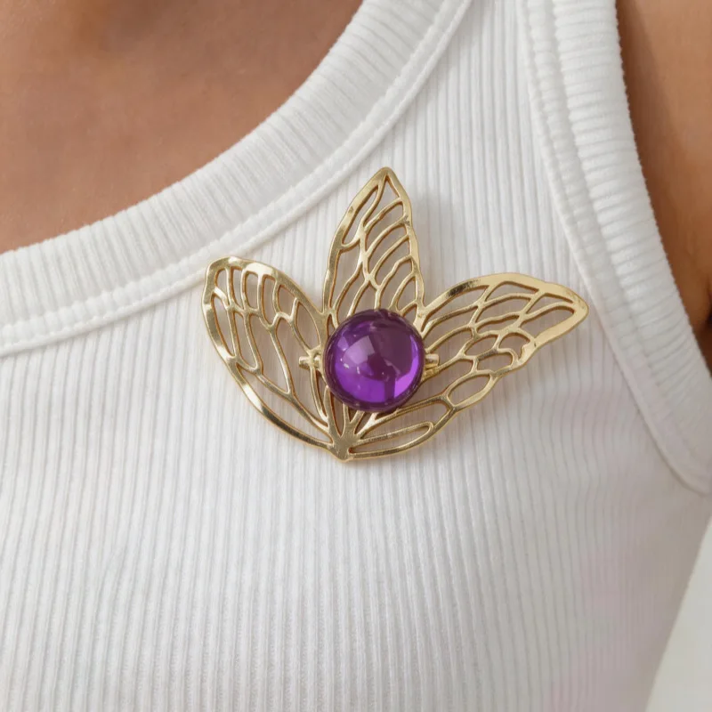 New gold flower brooch, high-end, light luxury, niche women's wholesale, high-end coat, suit, brooch accessories