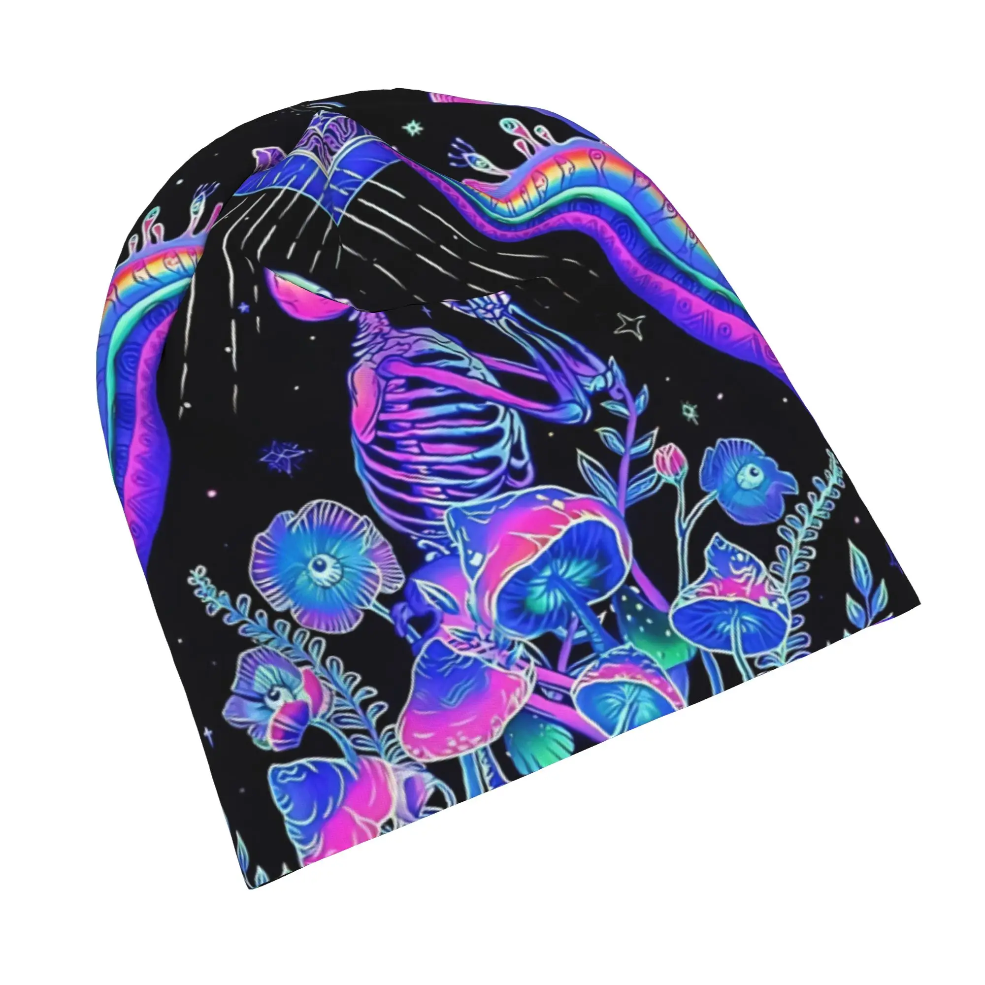 Halloween Mandala Skull Bonnet Hat Outdoor Mysterious Mushrooms Skullies Beanies Hats Men's Women's Warm Thermal Elastic Cap