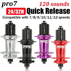 HASSNS PRO 7 32 holes mtb hubs 7 8 9 10 11 12speed Mtb hubs noisy cube k7 24/32holes hub for bike MTB Rear Hub Quick Release
