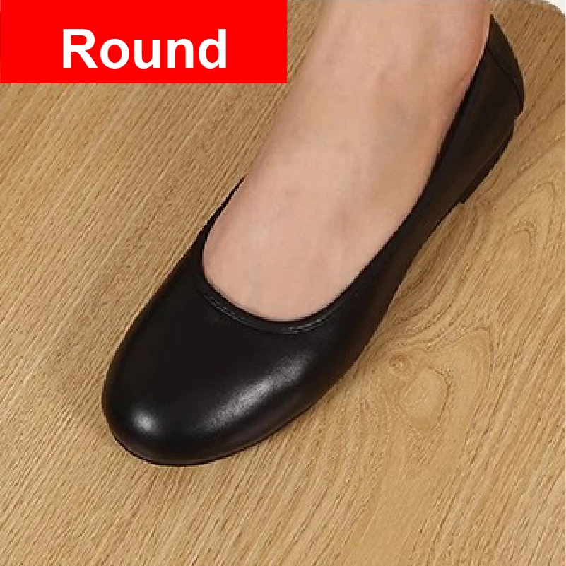 Tall Ladies Mothers Grandmothers Middle-aged And Elderly Leather Shoes 14mm Flat Bottomed Soft Soles Square Toe Bow Work Shoes