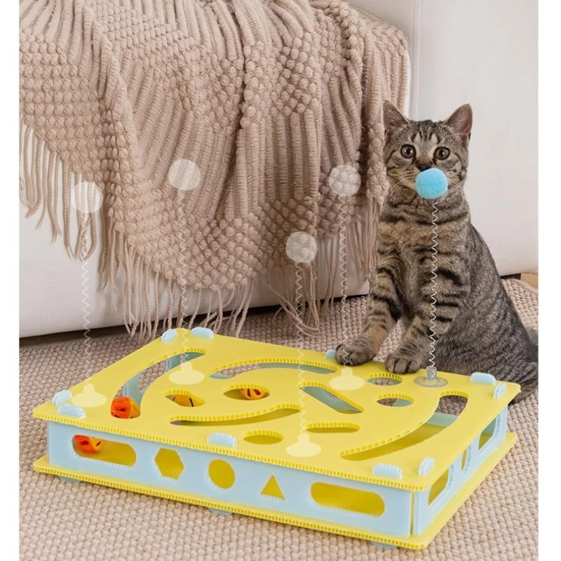 لعبة القط التفاعلية ألعاب الحفر Eco-PP لعبة المتاهة جرس كرات الربيع دعابة كبيرة 40 سنتيمتر متعددة القط لدغة آمنة قابل للغسل المفاجئة قفل #2