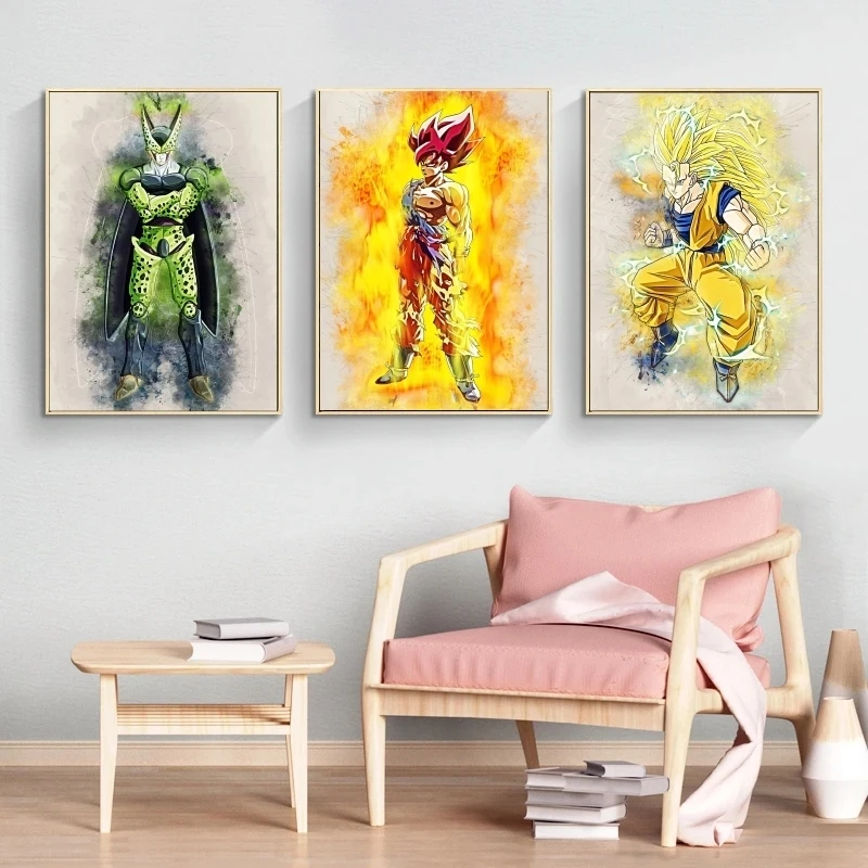 Canvas Painting Classic Anime Dragon Ball Sharu Son Goku Wall Art Picture Decor Aesthetic Suitable for Bathroom Decoration