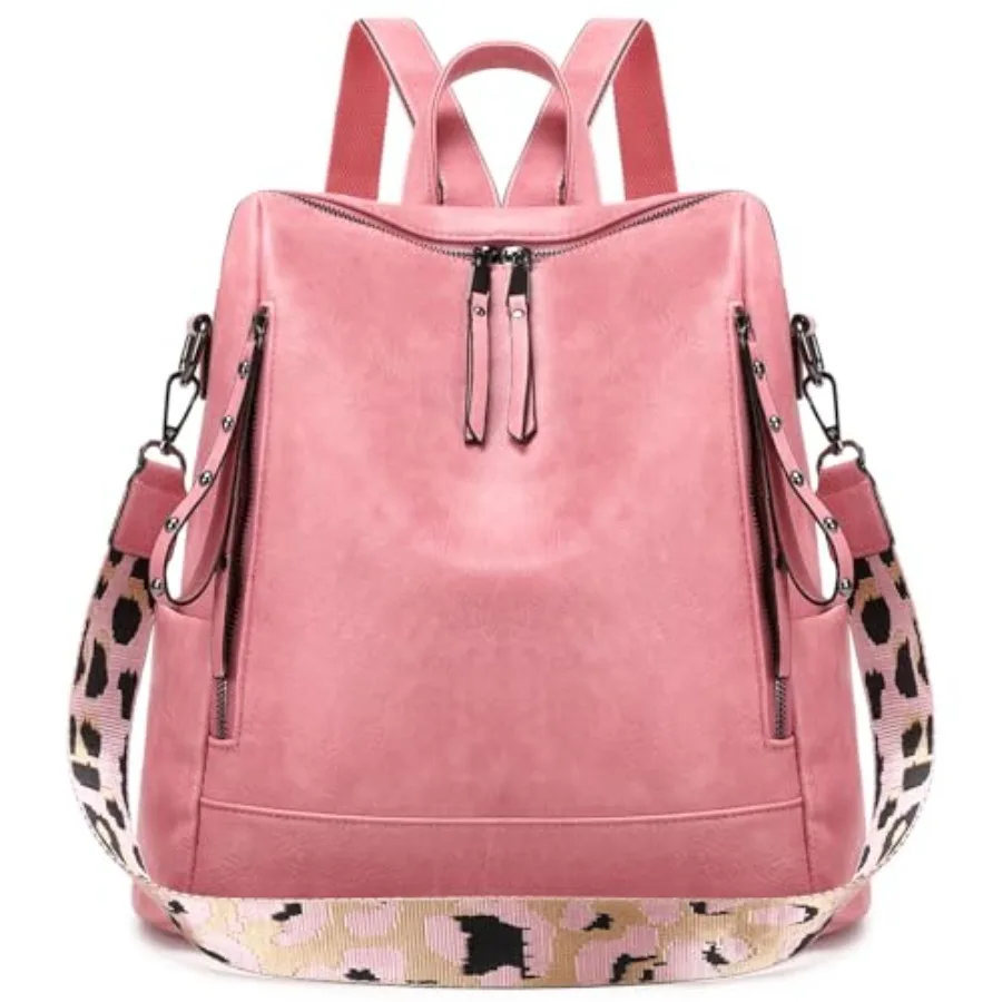 

Fashion Backpack Purse for Women Vegan Leather Travel Back Pack Womens Designer Shoulder Bags Pink