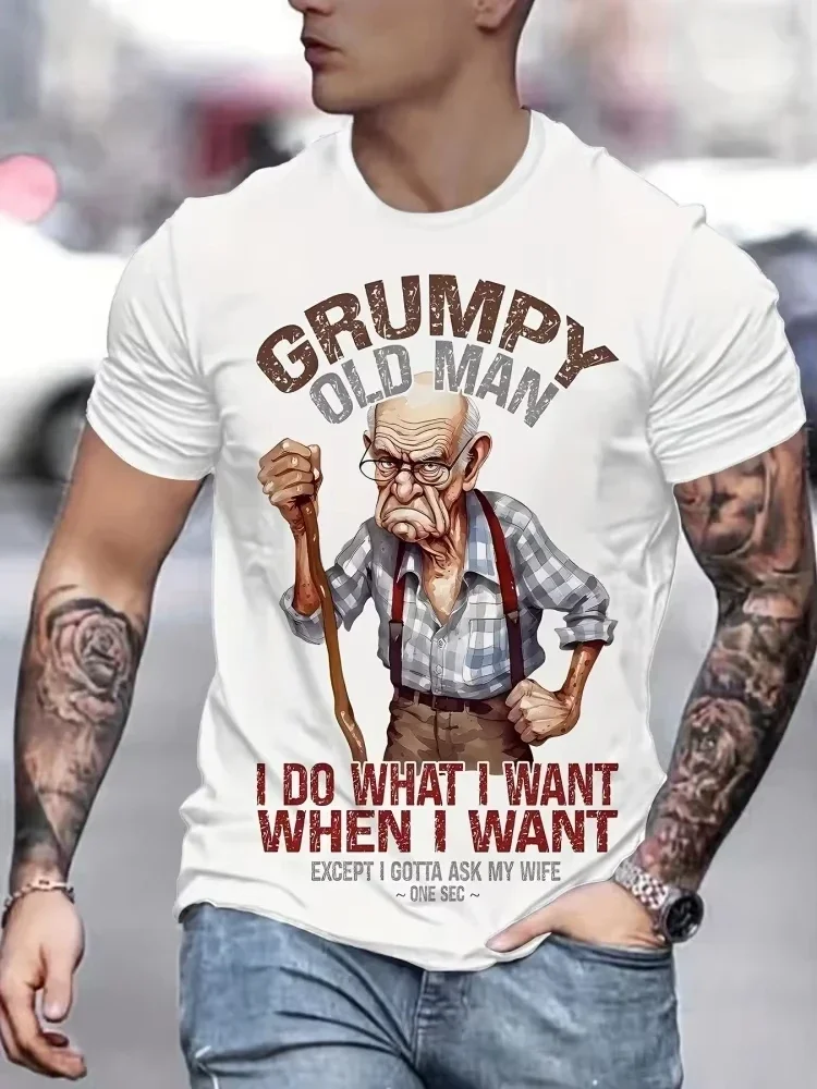 New Men’s Funny Grumpy Old Man T-Shirt Humor Sarcastic Graphic Tee Summer Casual Short Sleeve Trend Street Man Streetwear