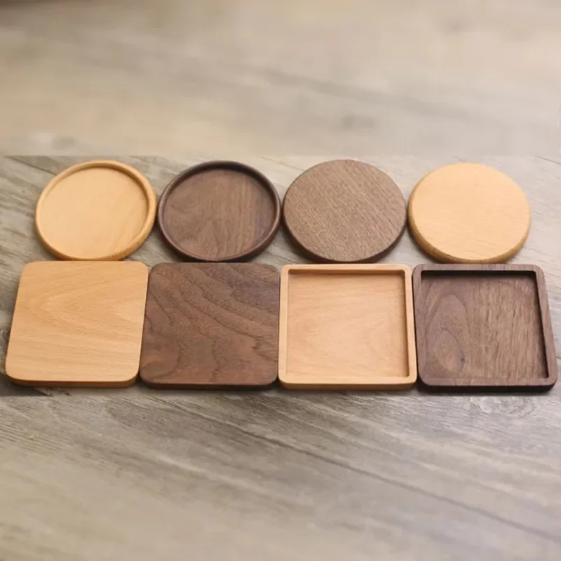 1PCS Wooden Coaster Tea Coffee Cup Pad Walnut Durable Heat Resistant Round Bowl Teapot Mat Home Wood Placemats Decor Coasters