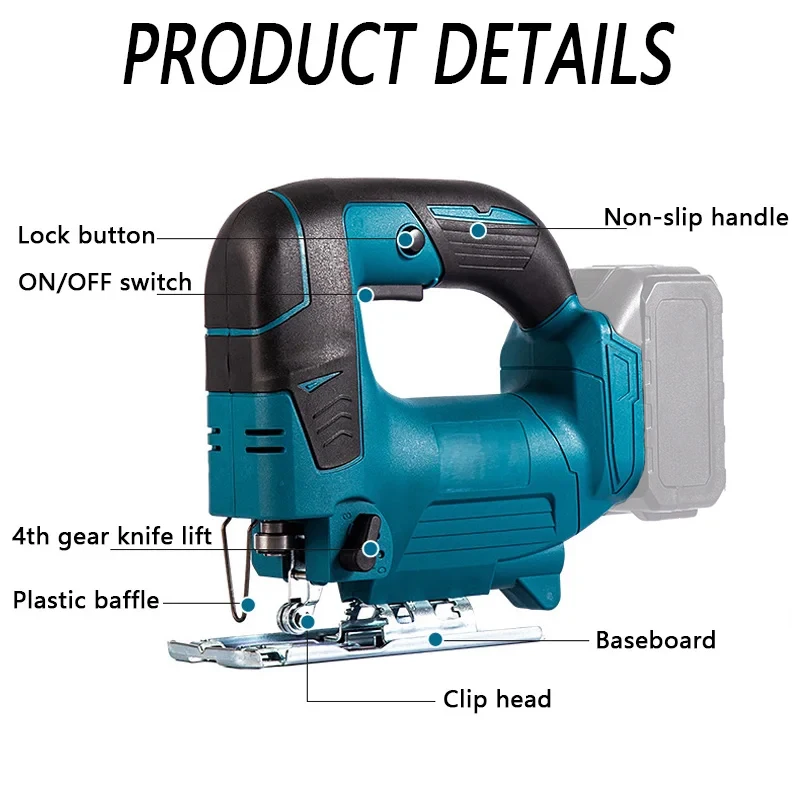 Portable Multi-Function Electric Cordless Jig Saw For Makita For Dewalt with 3 Variable Speed Adjustable Woodworking Power Tools