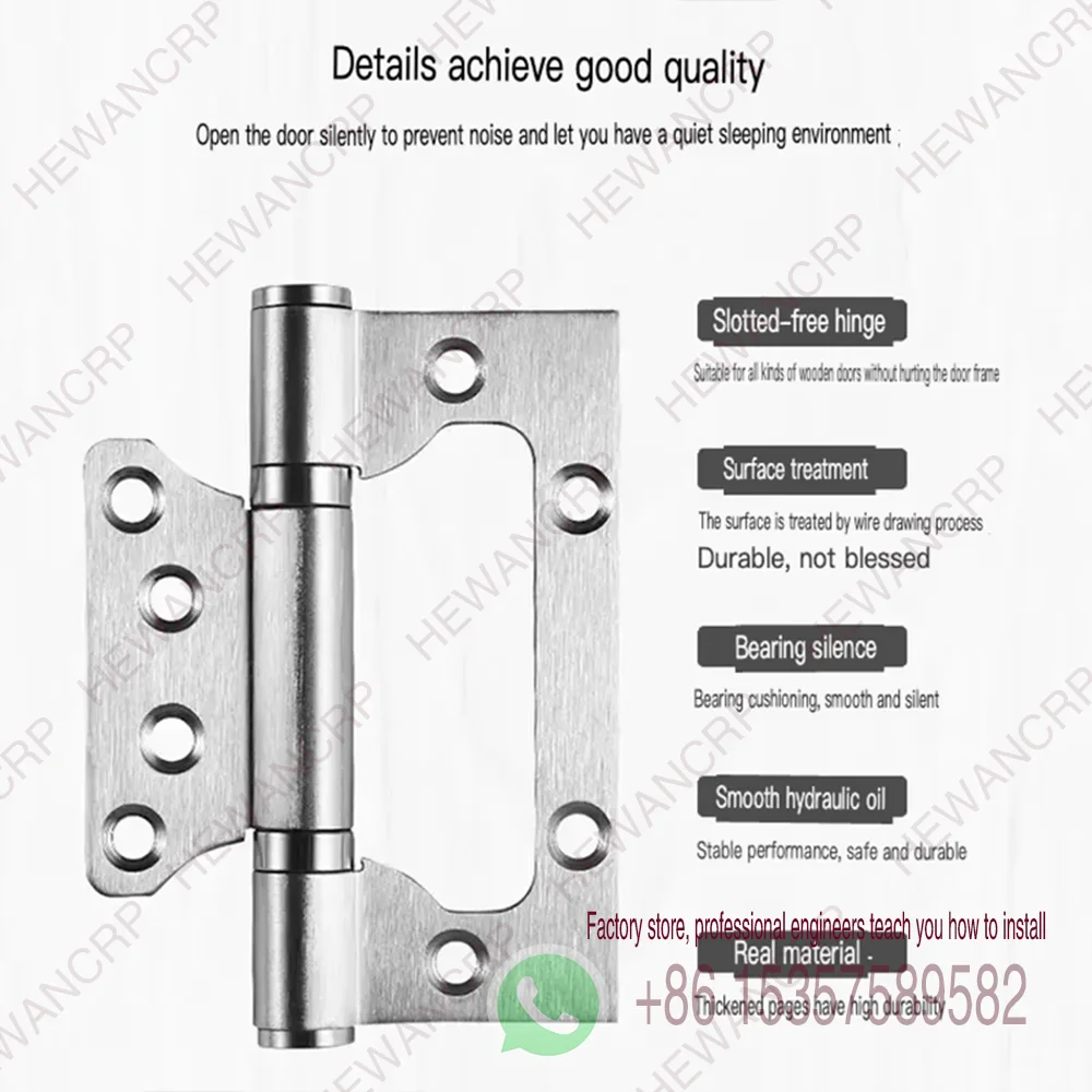 2/4pcs stainless steel door hinges heavy-duty silent thickened door no slotting waterproof rust-proof silent closing hinges