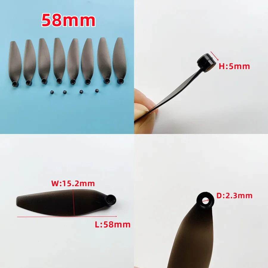 Hélices Plegables LS-S2S S3 SG108 E88 de 51.3mm, 58mm, 64mm, 66mm, 71mm, 75mm, Repuestos para Drones de Control Remoto y Quadcopters
