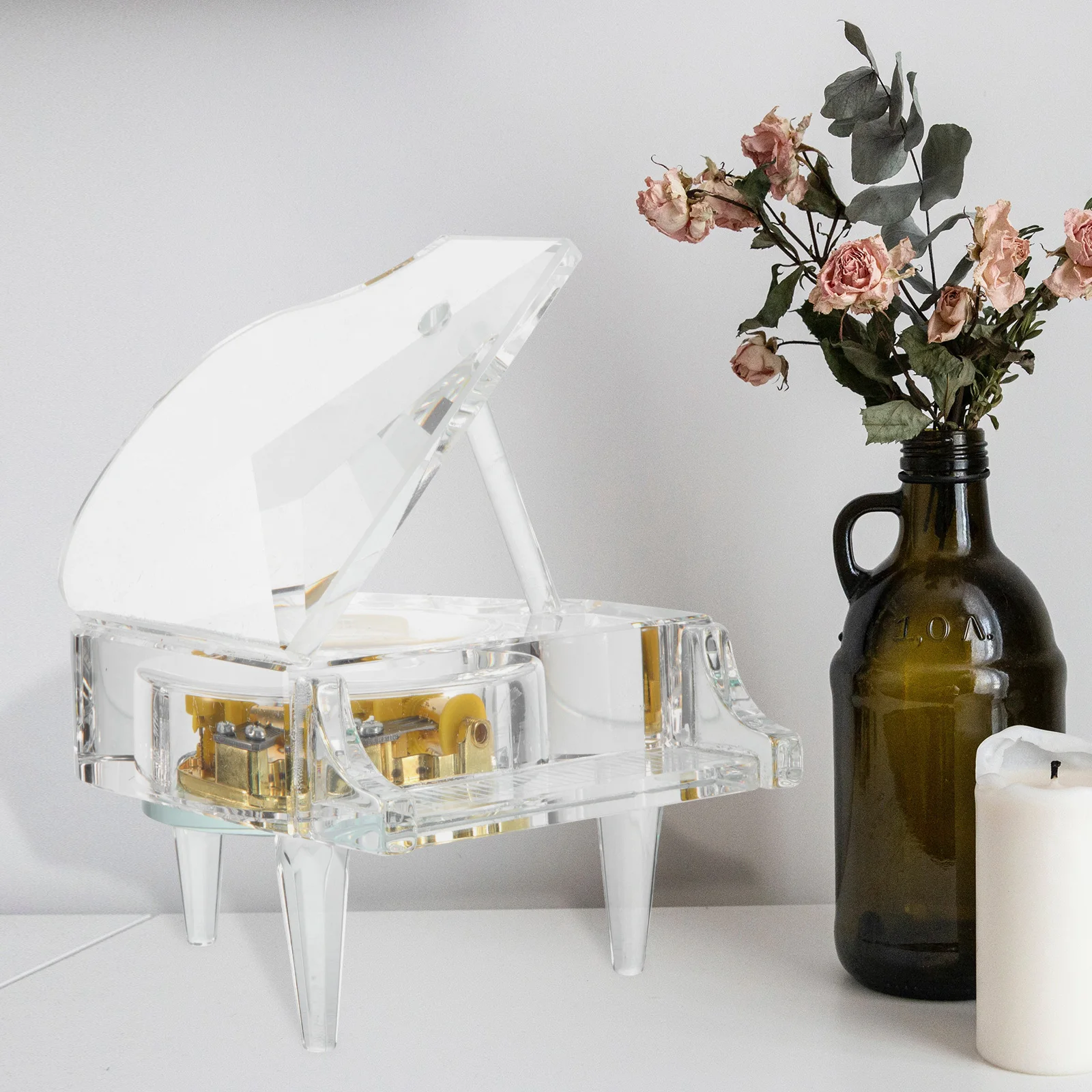

1Set Transparent Crystal Piano Music Box Compact Desktop Music Box for Home Decor Party Ambiance Kids Musical Gift