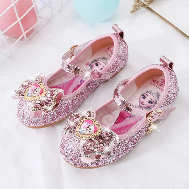 Sandali Elsa congelati per ragazze bambini scarpe da ballo per feste bambini sandali da principessa congelati sandali brillanti sandali piatti