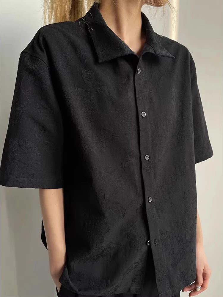 

Новый китайский Sle Floral Relief ort Sve irt Мужской Cleanfit ort Sle Воротник-стойка f Sve irt Летний дышащий