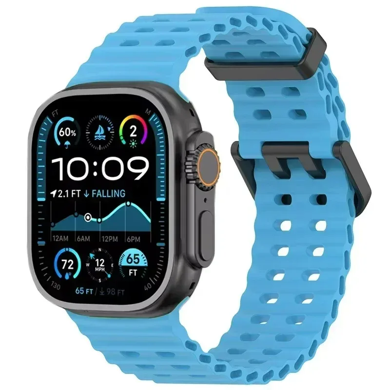Sportowy pasek Ocean do Apple Watch Ultra 2 49 mm 10 46 mm Oddychająca silikonowa opaska na nadgarstek do iWatch Series 9 8 7 6 5 4 SE 45 mm 44 mm