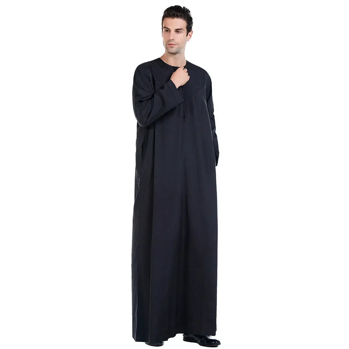 New Muslim Robe Men Jubba Thobe Saudi Arabia Kaftan Musulman Abaya Loose Casual Islamic Clothing Dress Eid Ramadan Arabic Caftan
