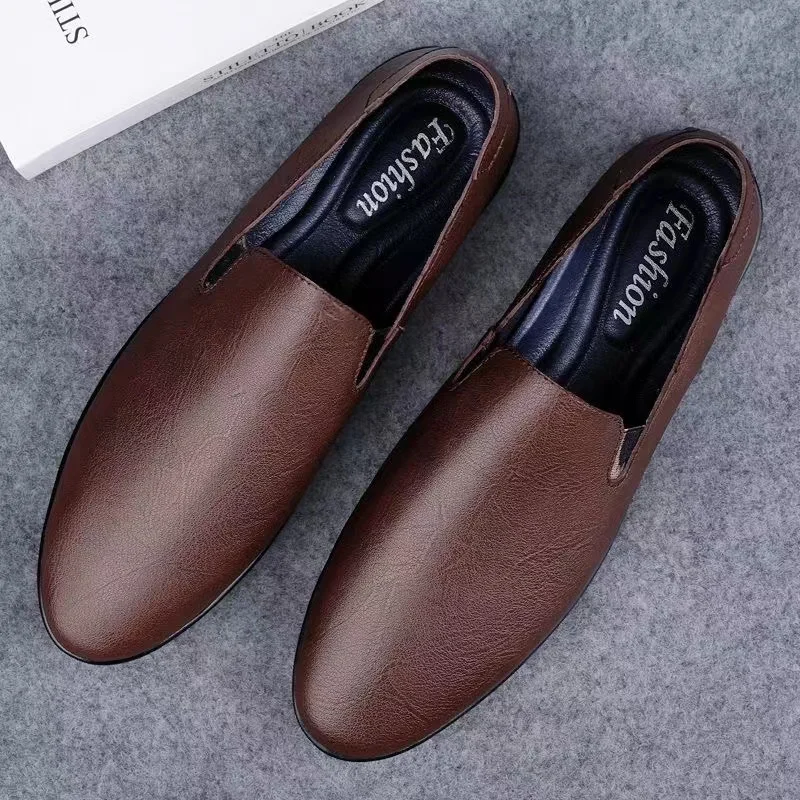 Leather Men Shoes Casual Luxury Brand Soft Italian Mens Loafers Moccasins Breathable Slip on Lazy Driving Shoes Plus Size 37-47