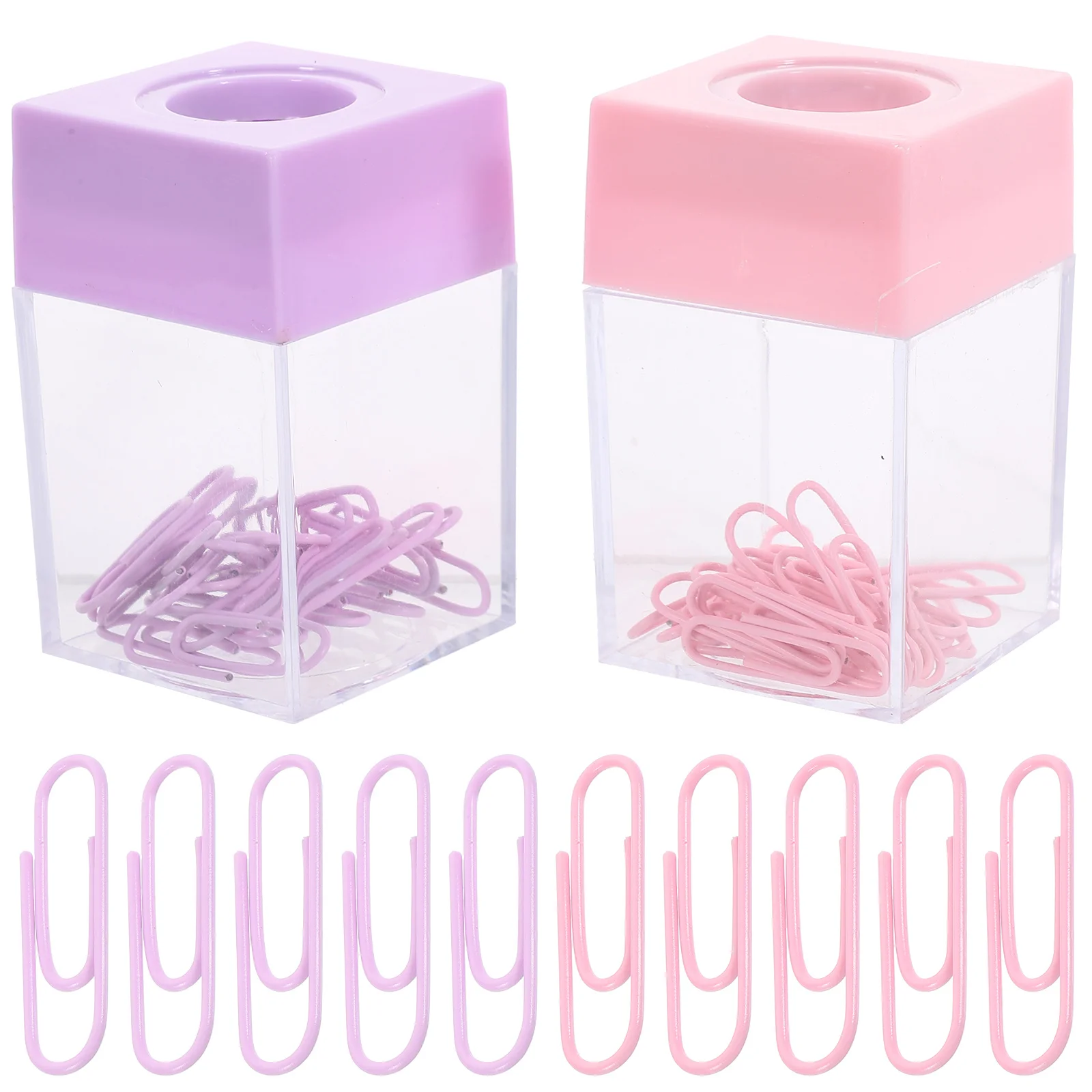 

2 Pcs Square Macaron Color Magnetic Paper Clip Storage Bucket Clips Holder for Desk Paperclip Portable Holders Dispenser Office