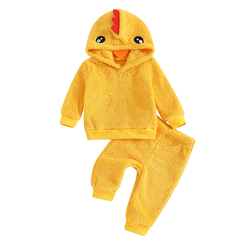 

Infant 2-Piece Autumn Ensemble with Cozy Chick Hoodie and Pants for Toddlers - Soft Fleece Material for Warmth