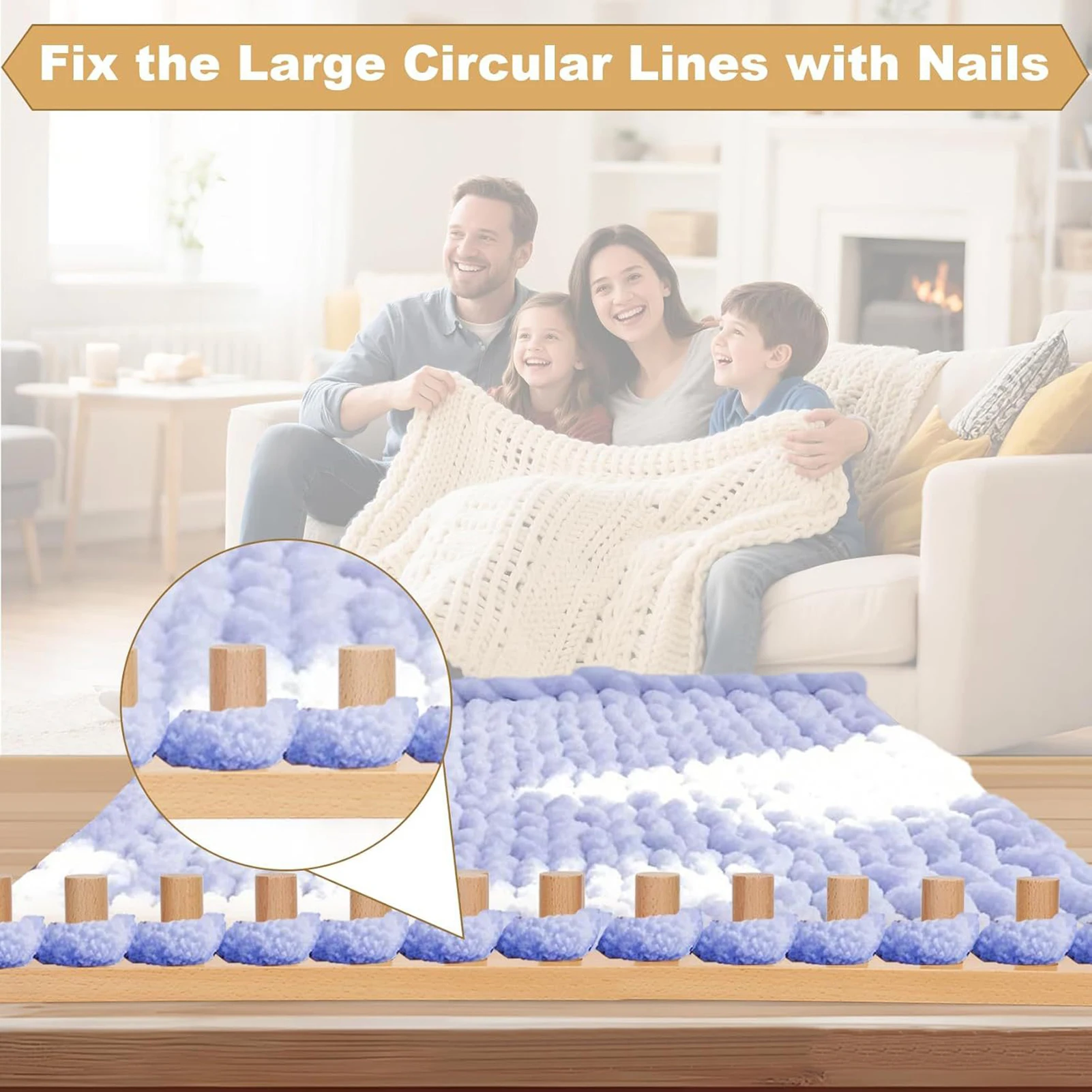 

Adjustable Wooden Weaving Loom Frame DIY Hand Knitting Craft Kit For Home Relaxation 46x11cm