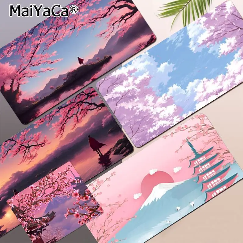 

Pink Cherry Blossoms Funny Large Gaming Mouse Pad XL Locking Edge Size For Keyboards Mat Boyfriend Gift