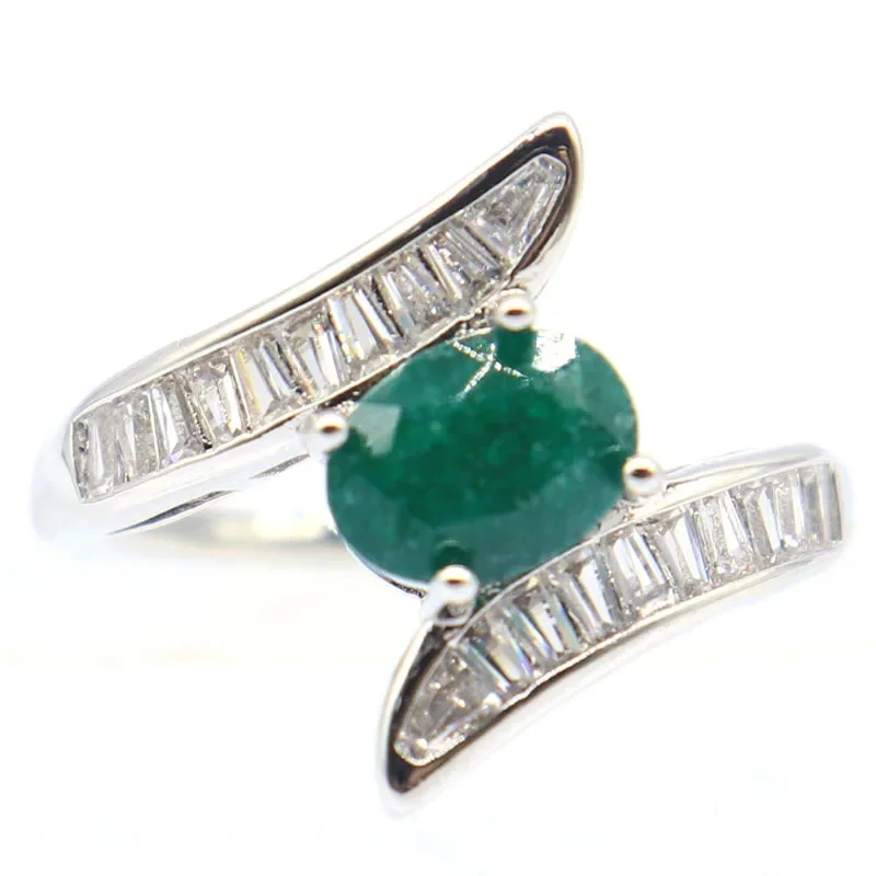 

3.2g Customized 925 SOLID STERLING SILVER Rings Real Green Emerald Blue Mystic Color Changing Zultanitel CZ Women